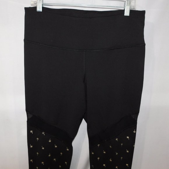 Old Navy Active Wear Womens XL Black Gold Palm Tree Crop leggings - Picture 5 of 11